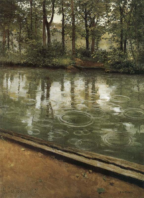Riverside through the rain, Gustave Caillebotte